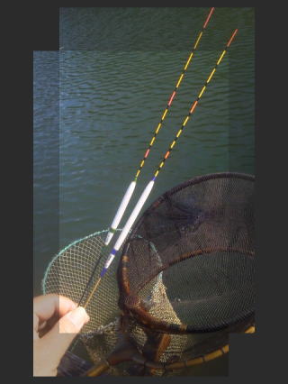 左がセット、右が段差の底釣りで使用したウキ。
